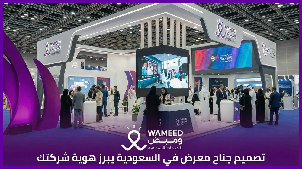 تصميم جناح معرض في السعودية يبرز هوية شركتك